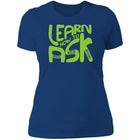 Ladies' Learn How To Ask (Lime Bubbles on dark) Fitted Tee