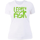 Ladies' Learn How To Ask (Lime Bubbles on bright) Fitted Tee