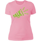 Ladies Talk About It (Lime Bullhorn on light) Fitted Tee