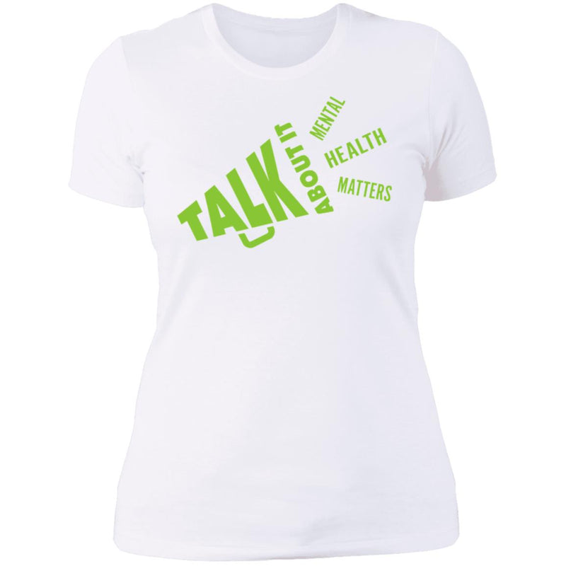 Ladies Talk About It (Lime Bullhorn on light) Fitted Tee