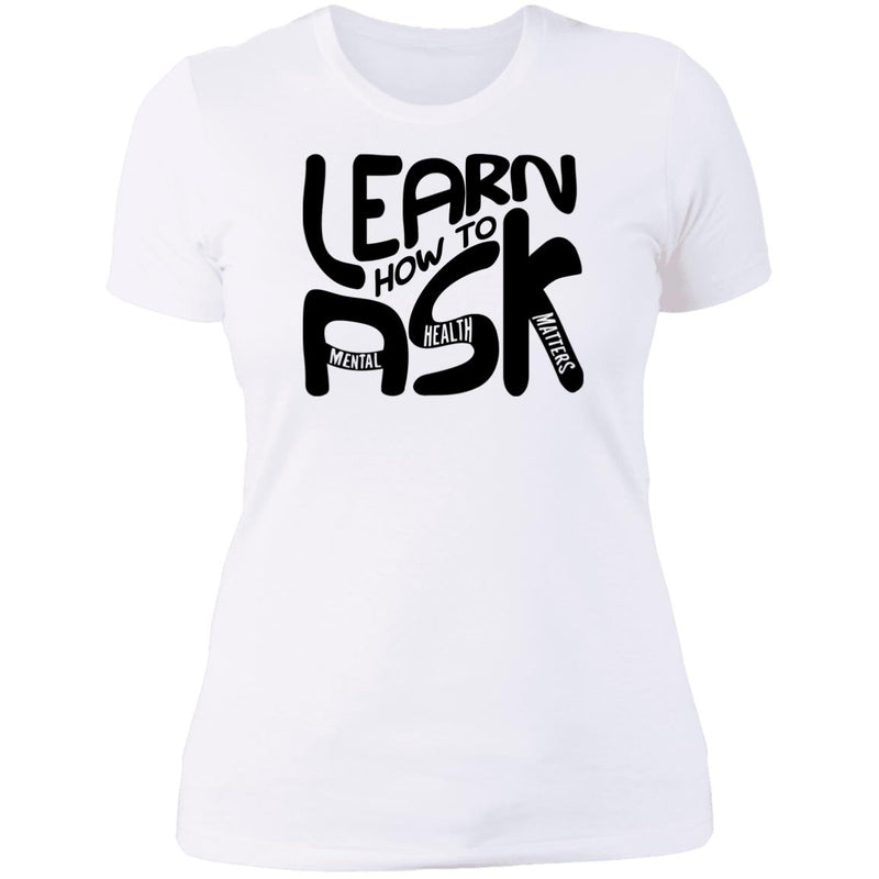 Ladies' Learn How To Ask (Black Bubbles) Fitted Tee