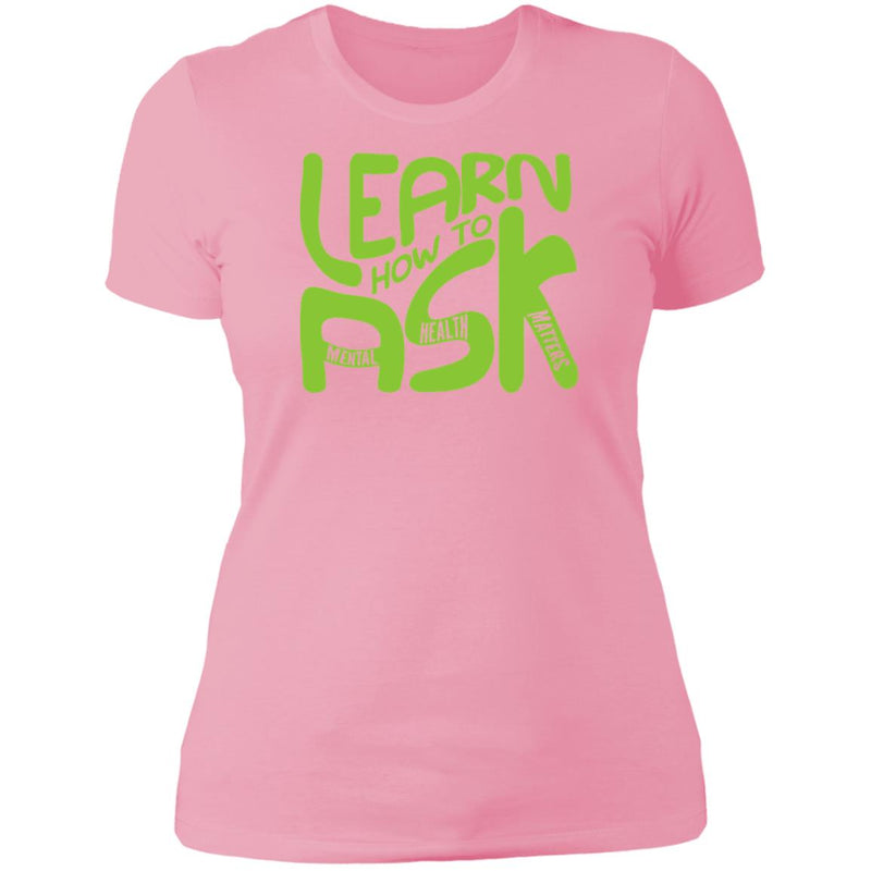 Ladies' Learn How To Ask (Lime Bubbles on bright) Fitted Tee