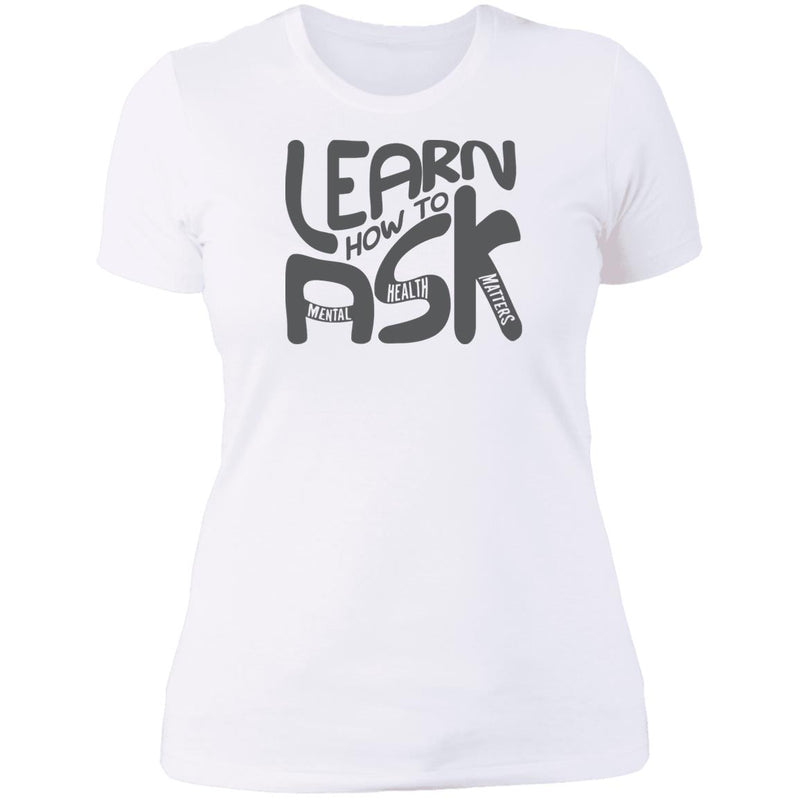 Ladies' Learn How To Ask (Grey Bubbles) Fitted Tee